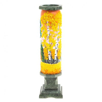 Декоративная ваза &quot;Осень янтарная&quot; рисунок из каменной крошки 8х8х29 см