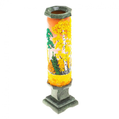 Декоративная ваза &quot;Осень янтарная&quot; рисунок из каменной крошки 8х8х29 см