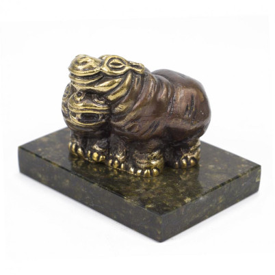 Статуэтка &quot;Пара бегемотов средние&quot; бронза змеевик