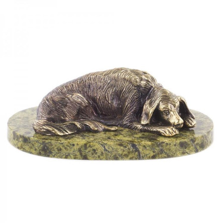 Статуэтка "Собака охотничья" из бронзы и змеевика