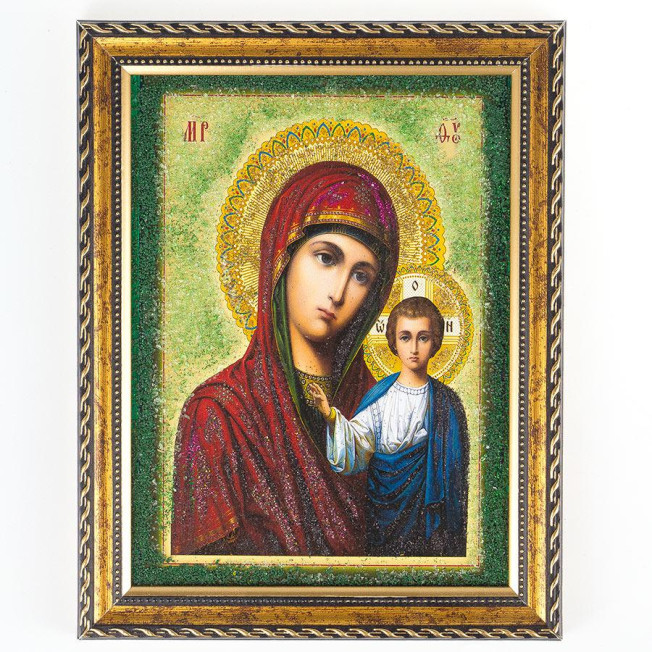 Икона Казанская рамка багет 18х23 см, каменная крошка