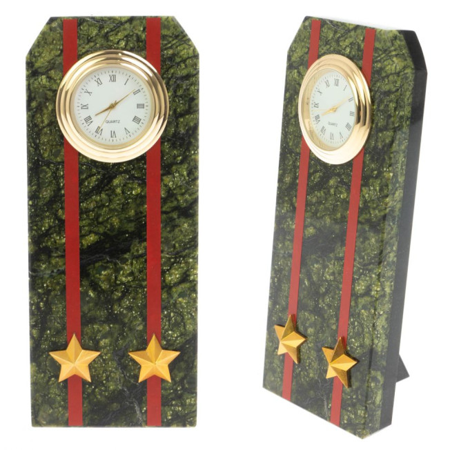 Часы подарочные &quot;Погон подполковник ВС&quot; серпентинит