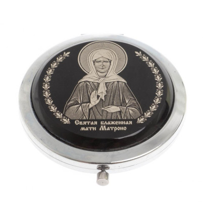 Зеркало с иконой &quot;Св. Матрона&quot; из черного обсидиана