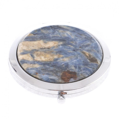 Зеркало круглое из камня кианит цвет серебро