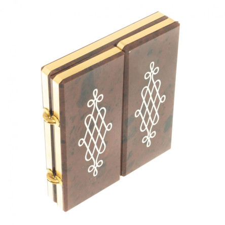 Икона складная триптих "Семистрельная БМ, Св. Николай, Св. Серафим" камень обсидиан