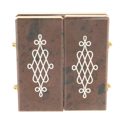 Икона складная триптих &quot;Семистрельная БМ, Св. Николай, Св. Серафим&quot; камень обсидиан