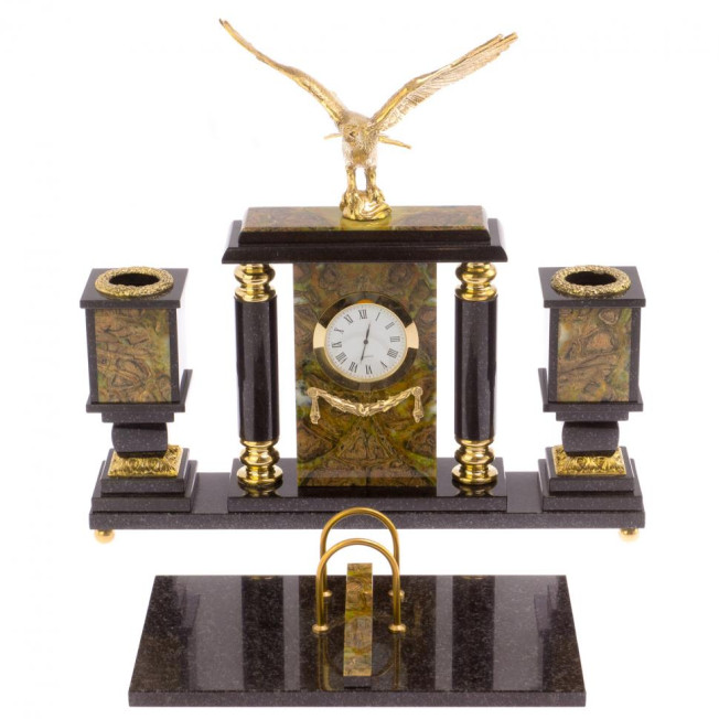 Настольный набор &quot;Орел&quot; офиокальцит бронза