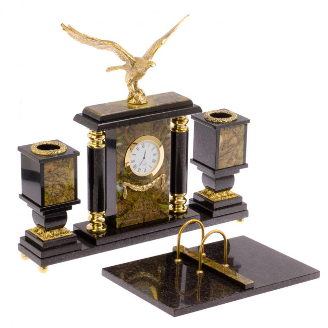 Настольный набор &quot;Орел&quot; офиокальцит бронза