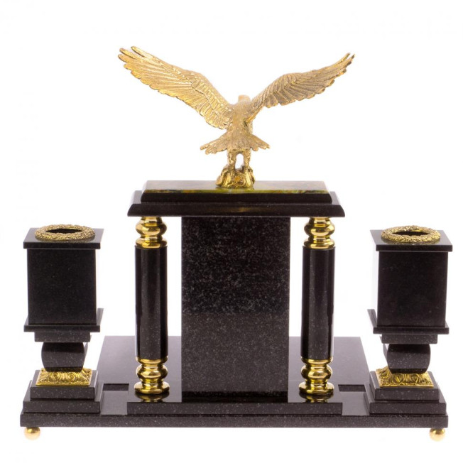 Настольный набор &quot;Орел&quot; офиокальцит бронза