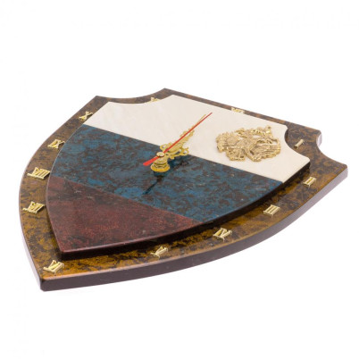 Часы настенные &quot;Герб РФ&quot; лабрадорит, змеевик, мрамор