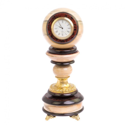 Настольные часы &quot;Шар Антистресс&quot; 10 см на подставке из мрамора