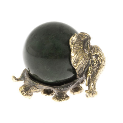 Статуэтка &quot;Слон с шаром № 2&quot; бронза змеевик