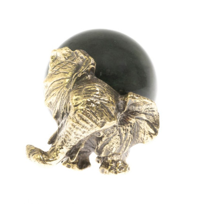 Статуэтка &quot;Слон с шаром № 2&quot; бронза змеевик