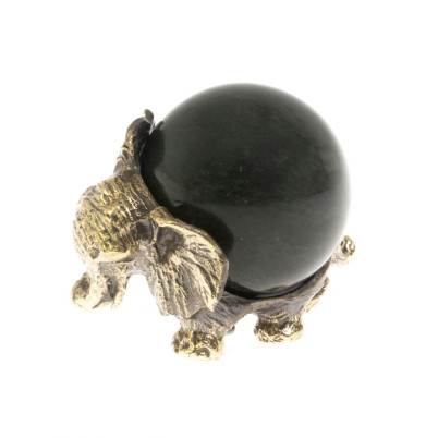 Статуэтка &quot;Слон с шаром № 2&quot; бронза змеевик