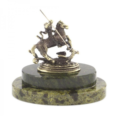 Декоративная статуэтка из бронзы &quot;Святой Георгий&quot; камень змеевик
