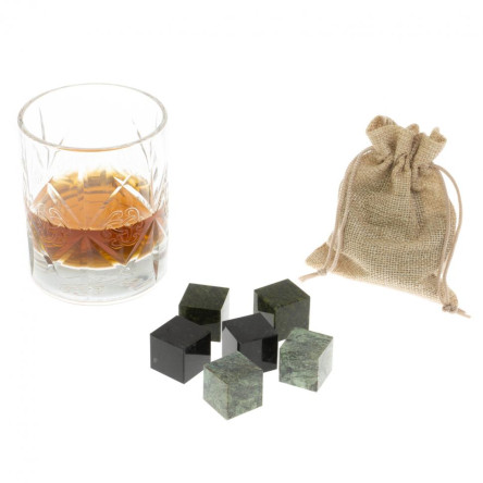 Камни для виски набор 6 кубиков микс из змеевика