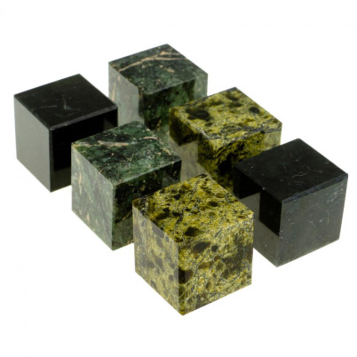 Камни для виски набор 6 кубиков микс из змеевика