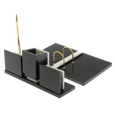 Письменный набор &quot;Менеджер&quot; из мрамора и змеевика с гербом РФ