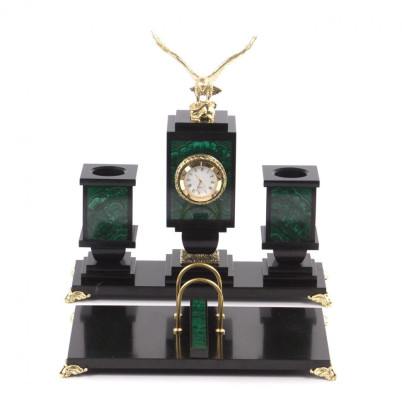 Настольный прибор из малахита "Горный орел"