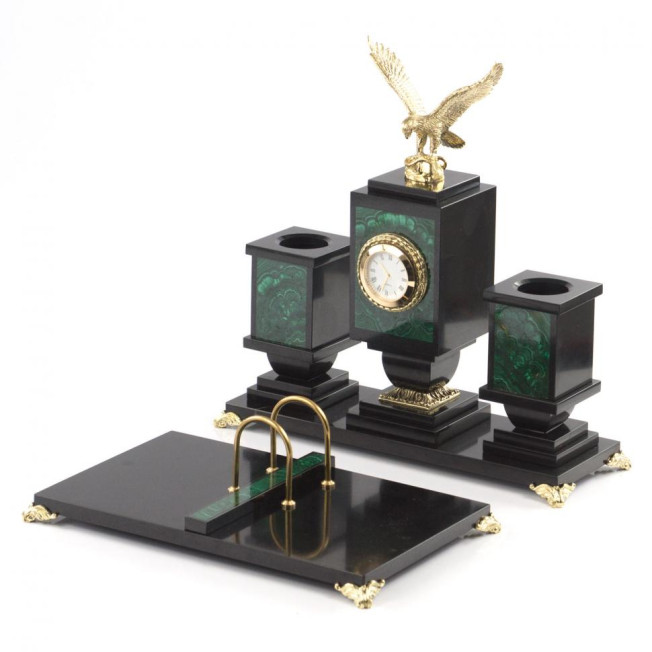 Настольный прибор из малахита "Горный орел"