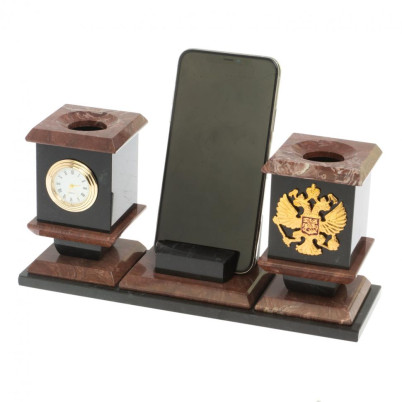 Офисный набор с подставкой для телефона из лемезита