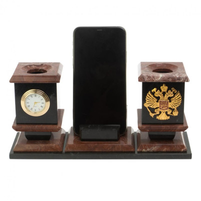 Офисный набор с подставкой для телефона из лемезита