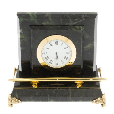 Настольные часы из змеевика 16х10х13,5 см