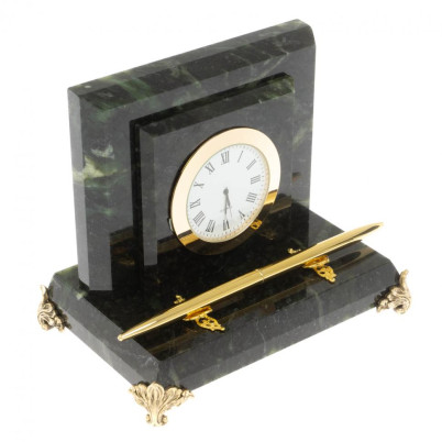 Настольные часы из змеевика 16х10х13,5 см