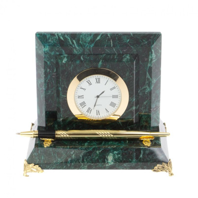 Настольные часы из змеевика 16х10х13,5 см