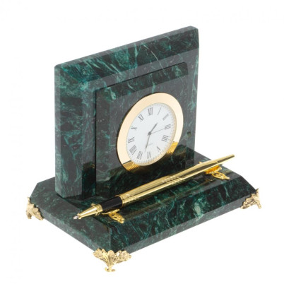Настольные часы из змеевика 16х10х13,5 см