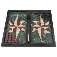 Каменные нарды "Звезда" белый мрамор / лемезит