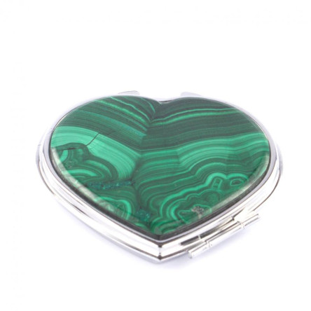 Зеркальце из малахита "Сердце" двухстороннее цвет серебро