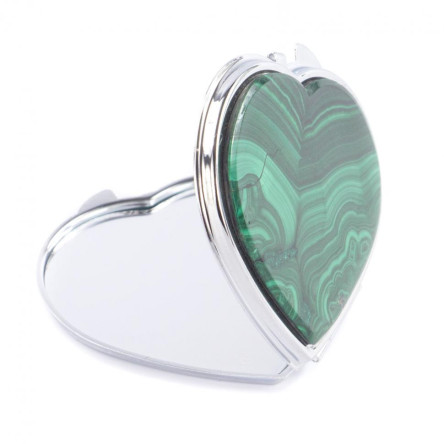 Зеркальце из малахита "Сердце" двухстороннее цвет серебро