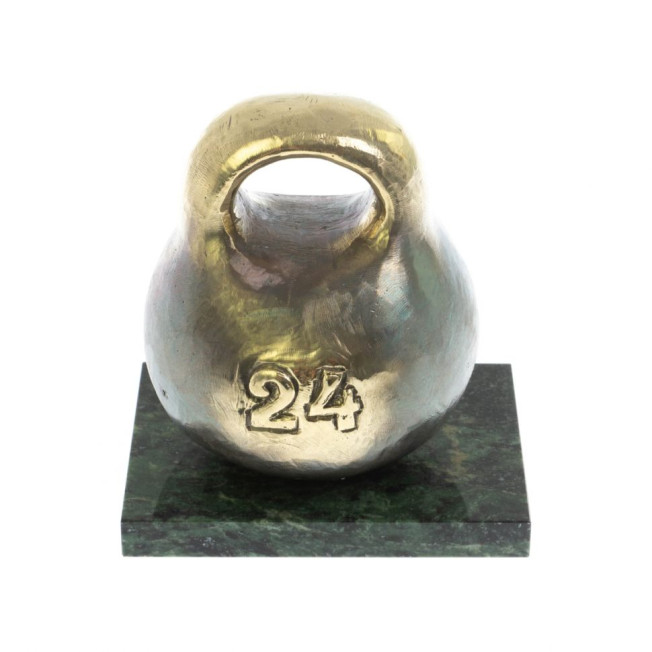 Статуэтка из бронзы &quot;Гиря 24 кг&quot; змеевик 8,5х6,5х8,5 см