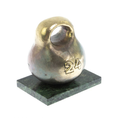 Статуэтка из бронзы &quot;Гиря 24 кг&quot; змеевик 8,5х6,5х8,5 см