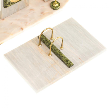 Письменный прибор с гербом и флагом России камень мрамор, змеевик