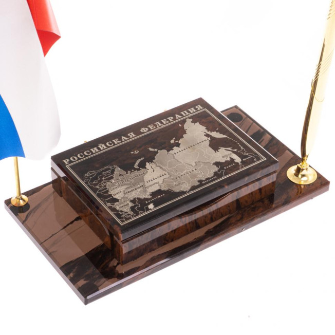 Мини-набор "Карта Российской Федерации" из коричневого обсидиана