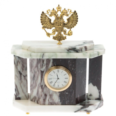 Часы настольные &quot;Герб России&quot; из саянского мрамора