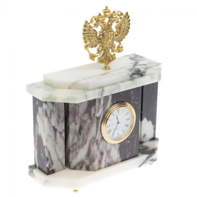 Часы настольные &quot;Герб России&quot; из саянского мрамора