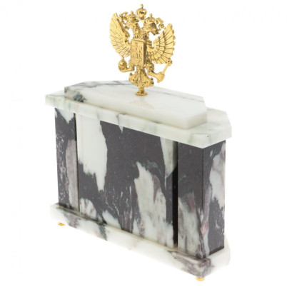 Часы настольные &quot;Герб России&quot; из саянского мрамора