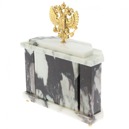 Часы настольные "Герб России" из саянского мрамора