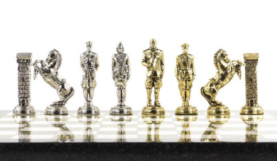 Шахматы настольные &quot;Великая Отечественная война&quot; доска 44х44 см мрамор змеевик