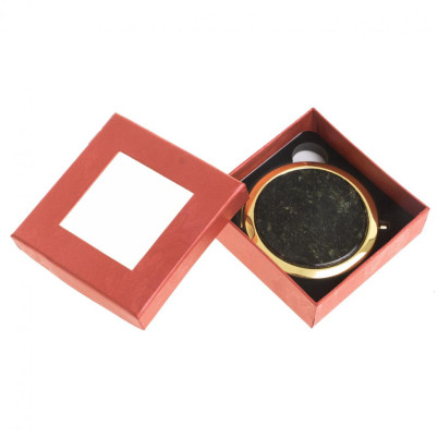 Зеркало круглое из камня мусковит цвет золото