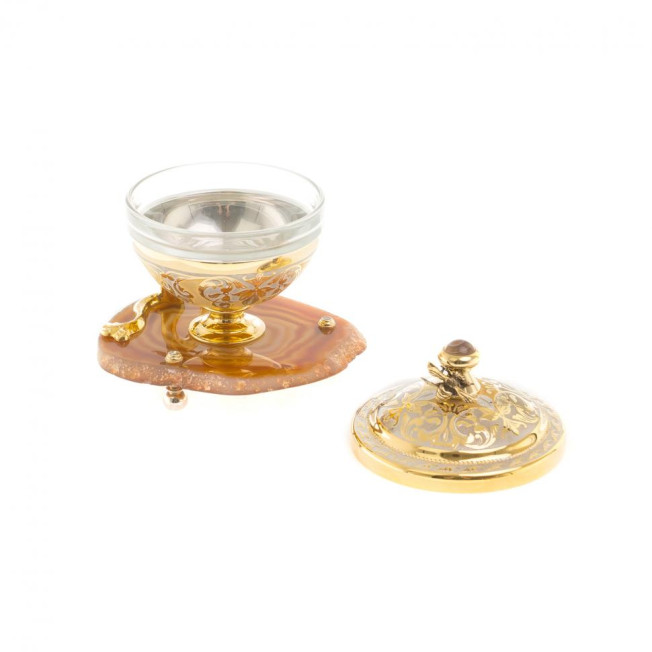 Медовница "Пчелки" камень агат Златоуст