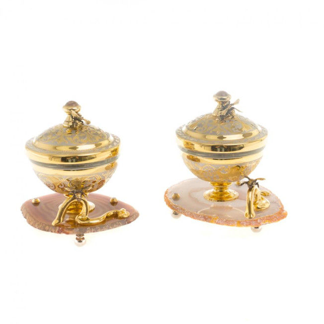 Медовница "Пчелки" камень агат Златоуст