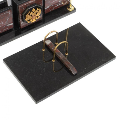 Настольный набор &quot;Офисный&quot; с гербом РФ из камня креноид