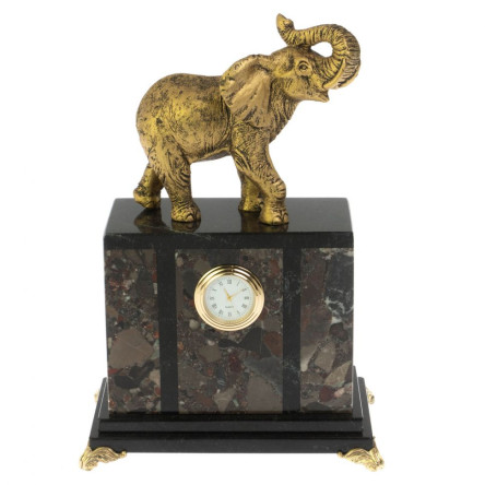 Часы "Слон" из камня конгломерат