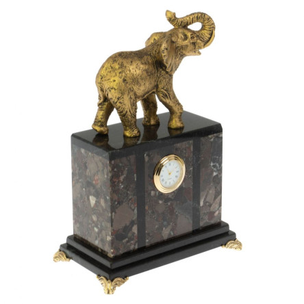 Часы "Слон" из камня конгломерат