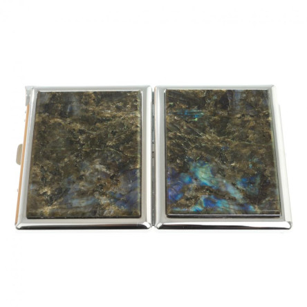 Портсигар на 10 сигарет с зажигалкой камень лабрадор