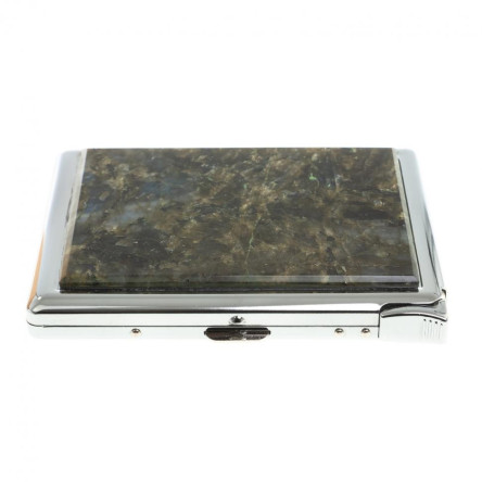 Портсигар на 10 сигарет с зажигалкой камень лабрадор